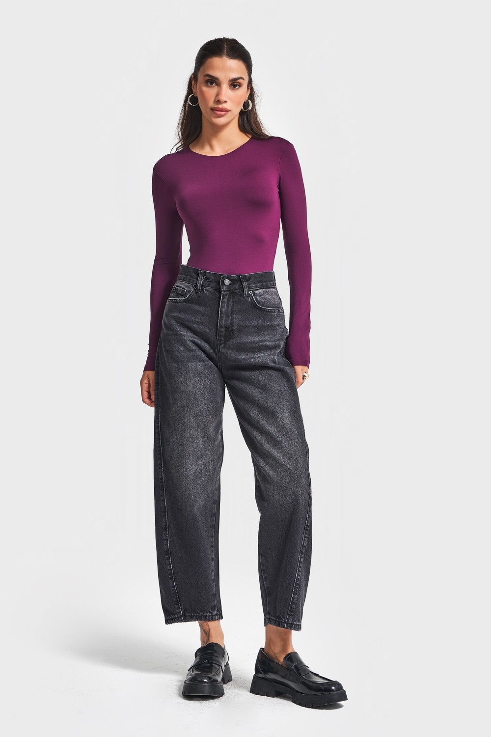 It's Basic Kadın Kot Koyu Tint Renk Venüs Carrot Fit Bol Kesim Denim Jean