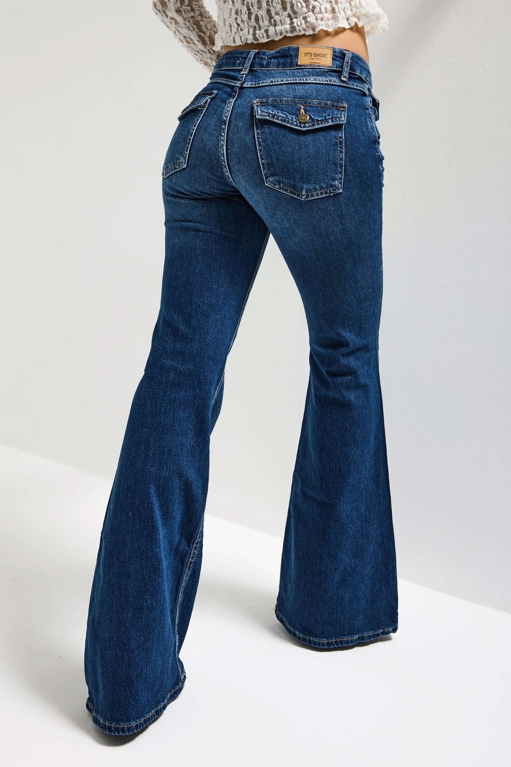 It's Basic Kadın Mavi Renk 2w5-5 SLN05 Midrise Flare Fit Esnek Kumaş İç Boy 83cm Denim Jean