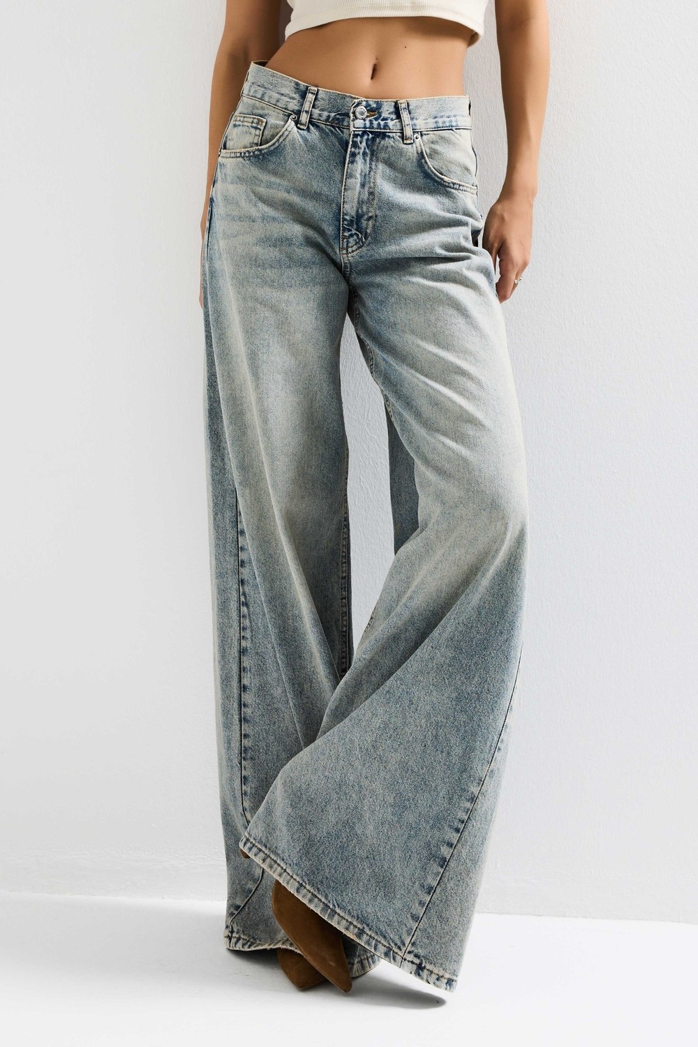It's Basic Kadın Kırmızı Hera 6s6-19 Palazzo Fit Bol Kesim Denim Jean