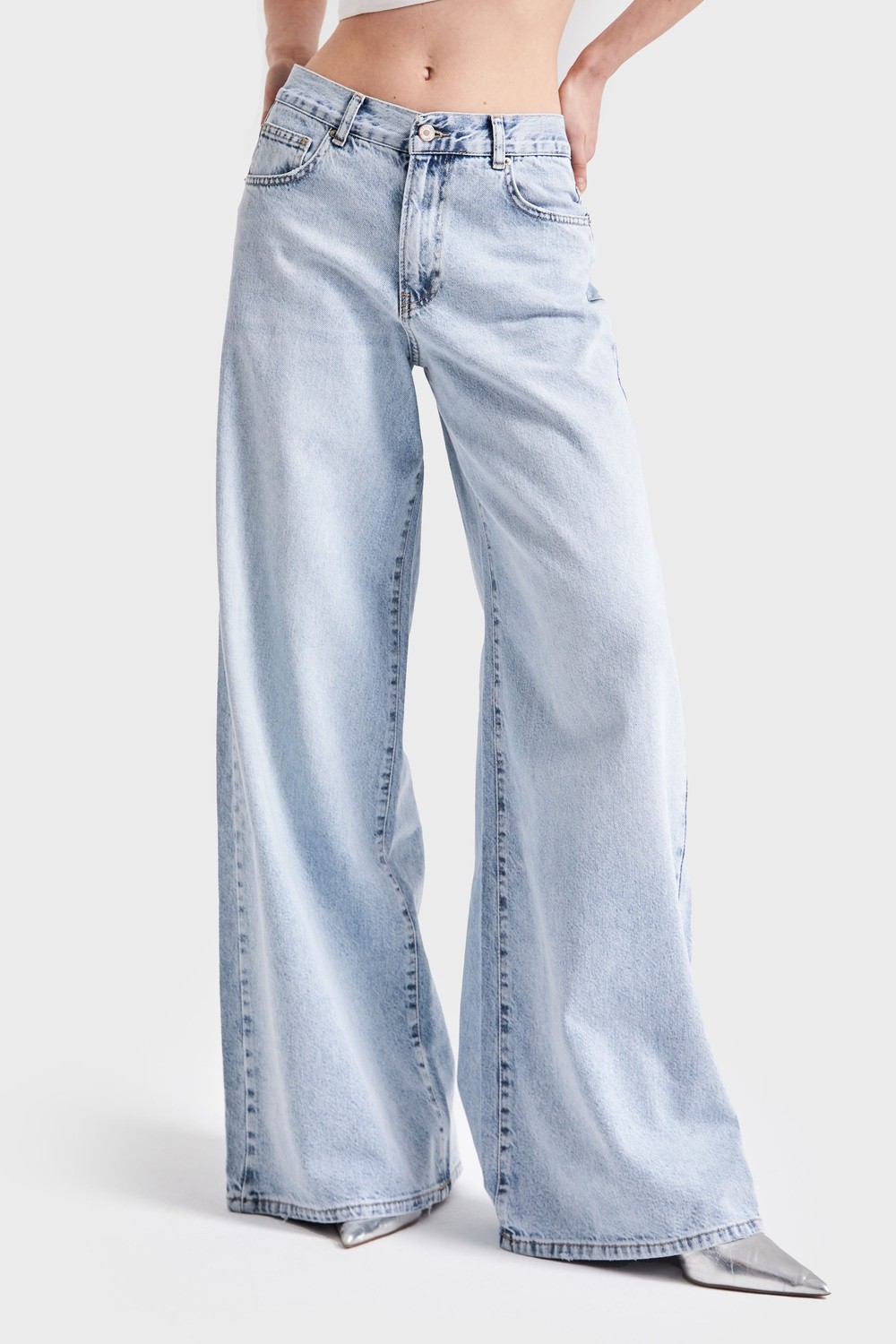 It's Basic Kadın Kırık Beyaz Hera 7s6-101 Palazzo Fit %100 Koton Denim Jean