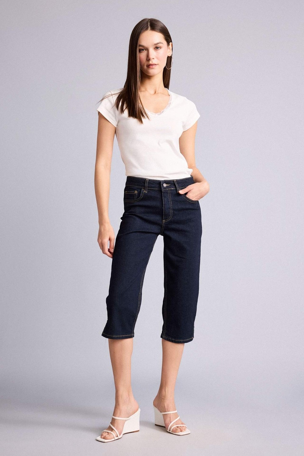 DeFacto İndigo Kapri Jean Pantolon I0177AX26HS