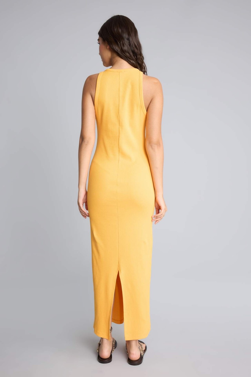 DeFacto Bodycon Vücudu Saran Halter Yaka Ribana Kolsuz Kırmızı Midi Elbise H7119AX26SM görsel 5