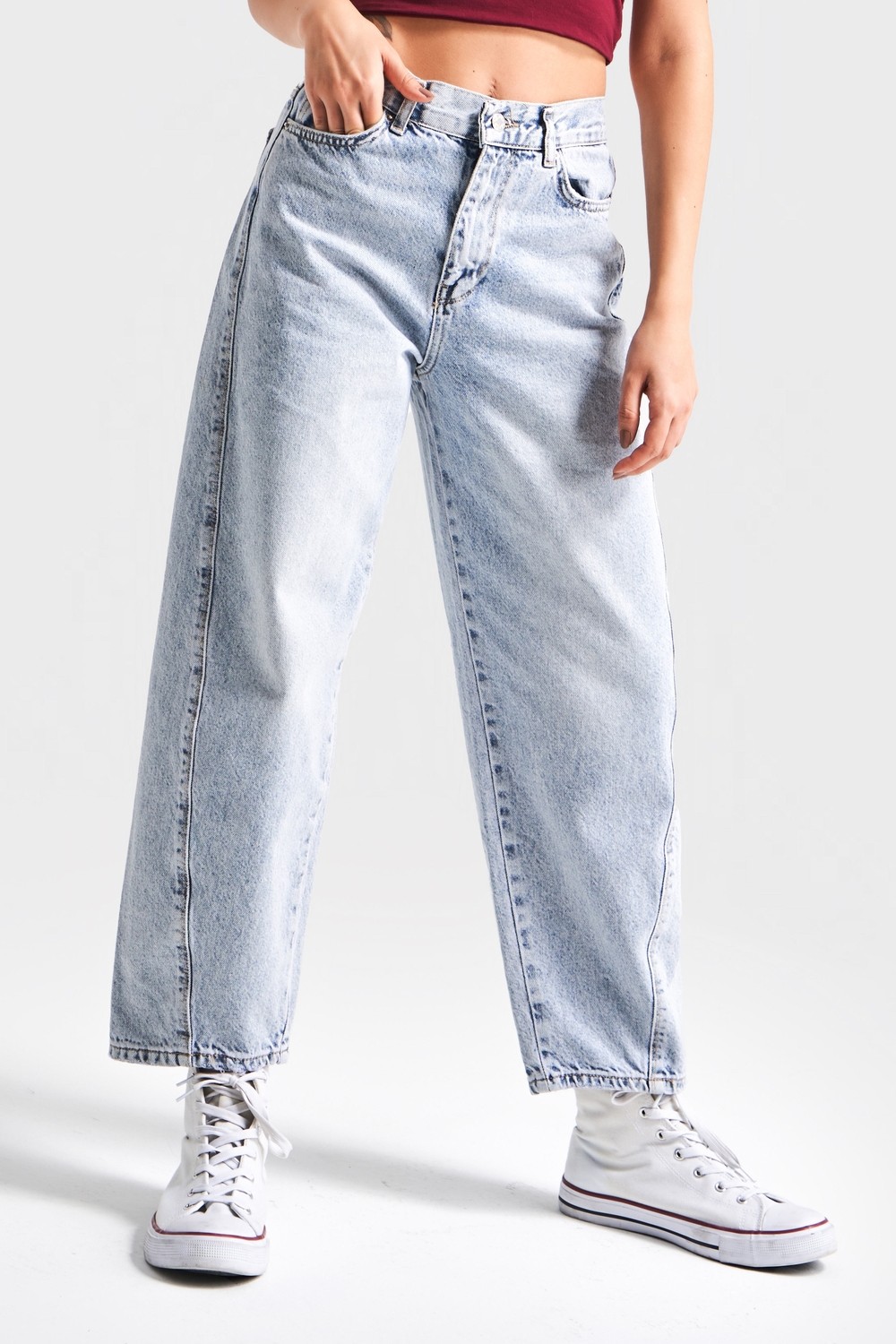 It's Basic Kadın Snow Kot Rengi Venüs Carrot Fit Rahat Kalıp Yüksek Bel Denim Jean