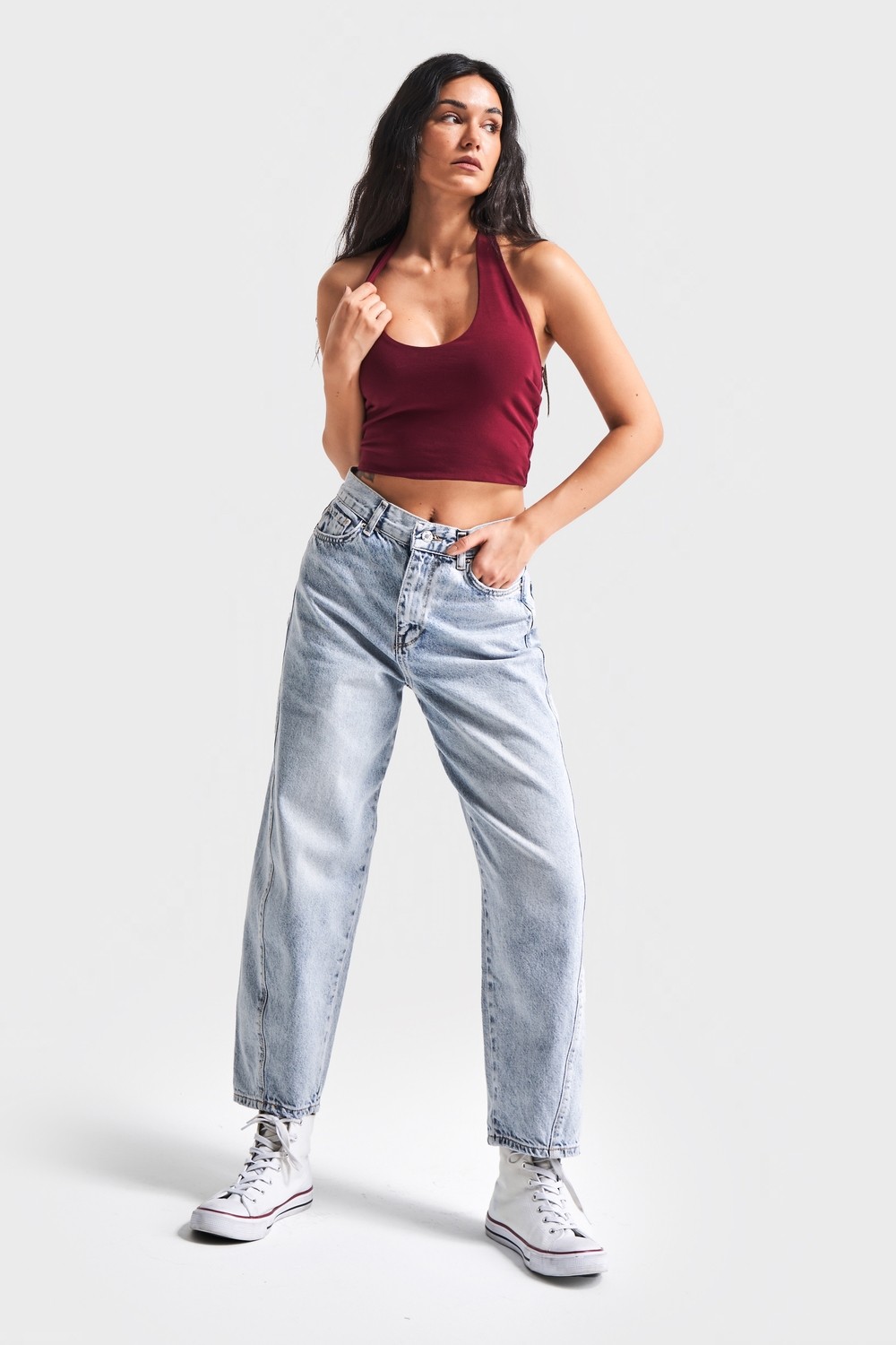 It's Basic Kadın Snow Kot Rengi Venüs Carrot Fit Rahat Kalıp Yüksek Bel Denim Jean görsel 2