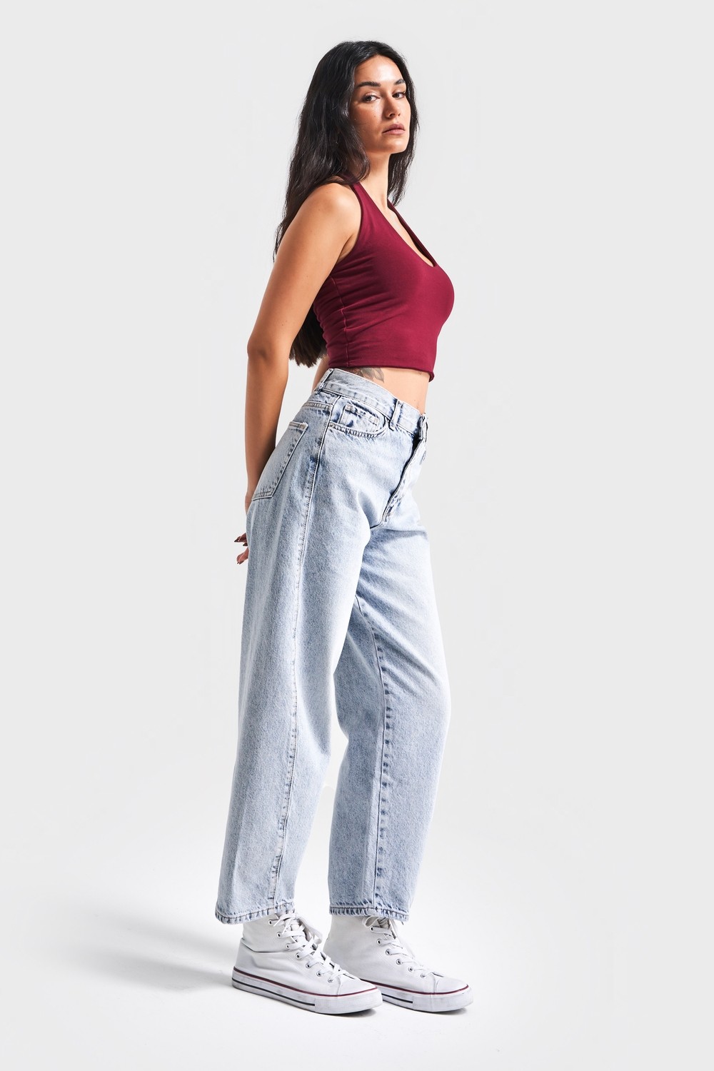It's Basic Kadın Snow Kot Rengi Venüs Carrot Fit Rahat Kalıp Yüksek Bel Denim Jean görsel 5