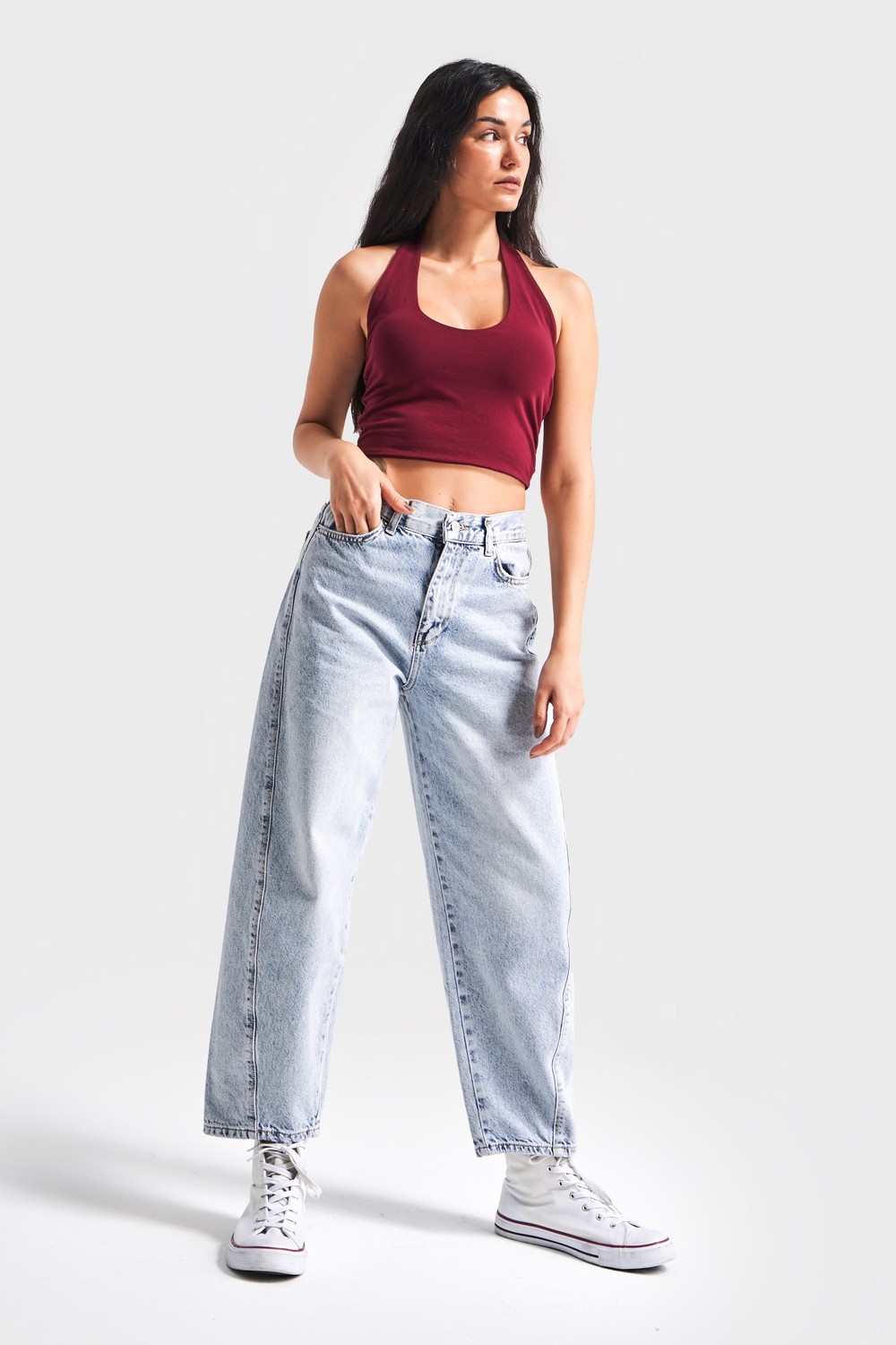 It's Basic Kadın Snow Kot Rengi Venüs Carrot Fit Rahat Kalıp Yüksek Bel Denim Jean görsel 6