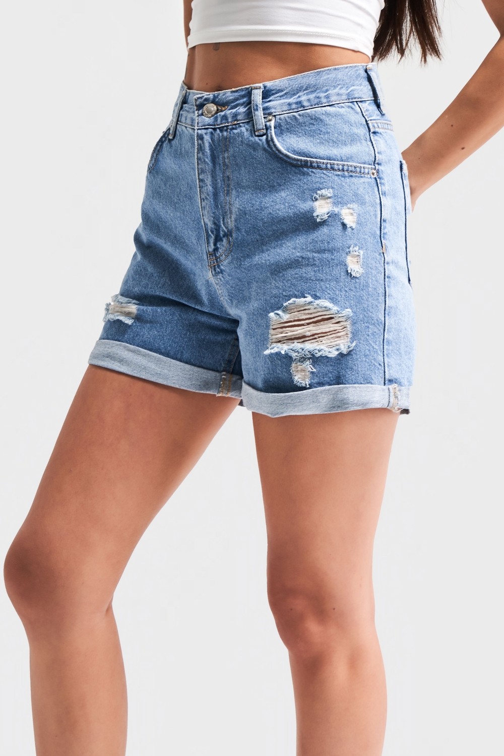 It's Basic Yırtık Model Yüksek Bel Kot Rengi Jean