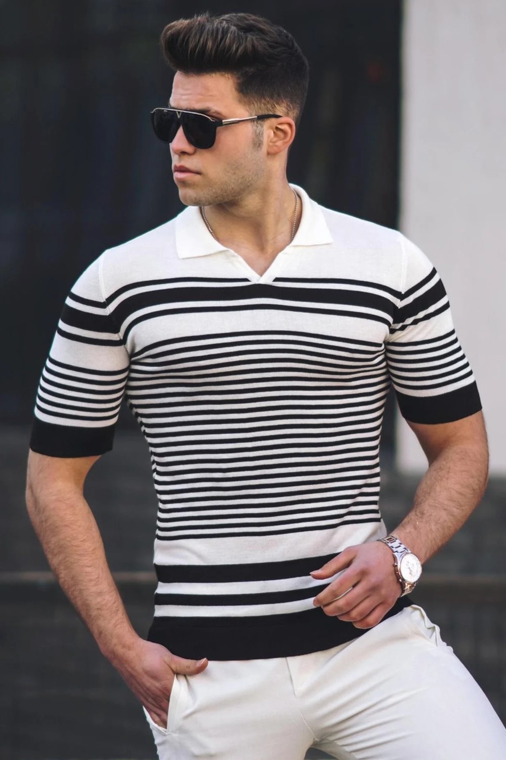 Madmext Siyah Polo Yaka Erkek Tişört 5083 görsel 2