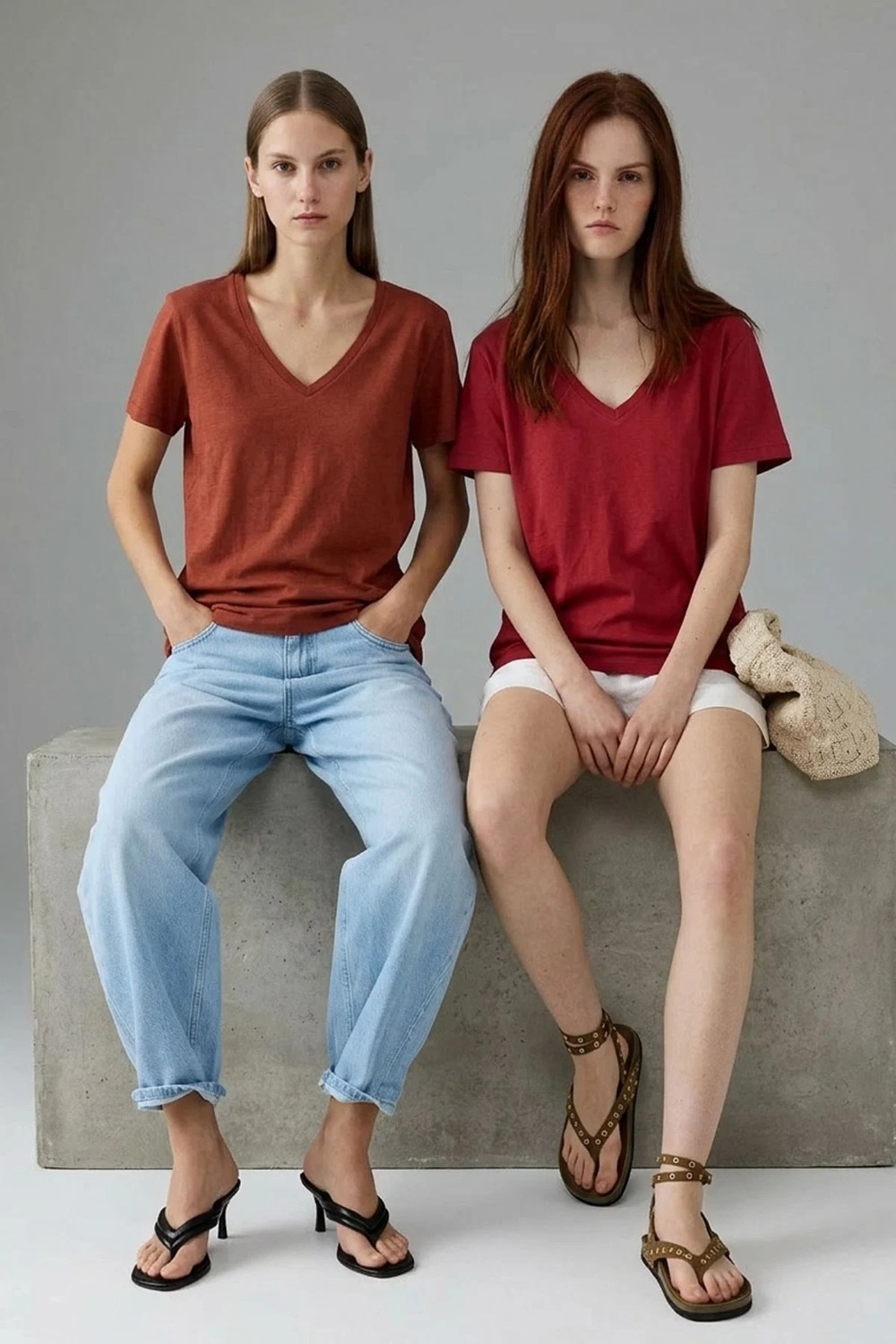 Cotenconcept 2 Adet V Yaka Basic Tişört