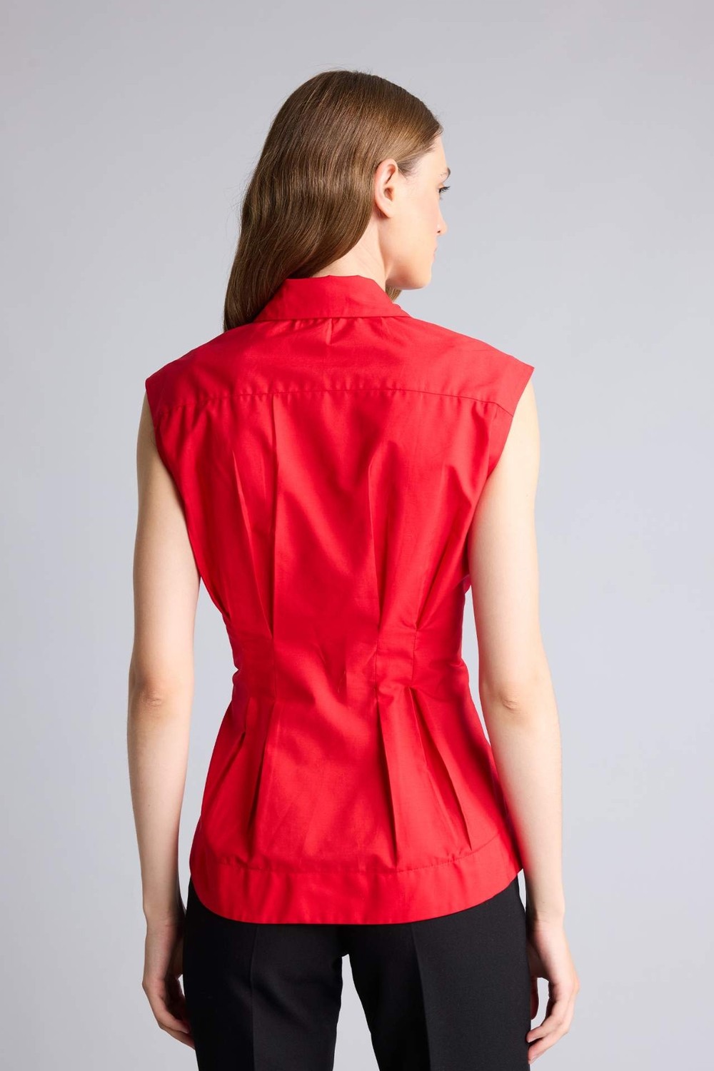 DeFacto %100 Pamuk Fitted Poplin Kolsuz Kırmızı Gömlek I3909AX26HS görsel 7