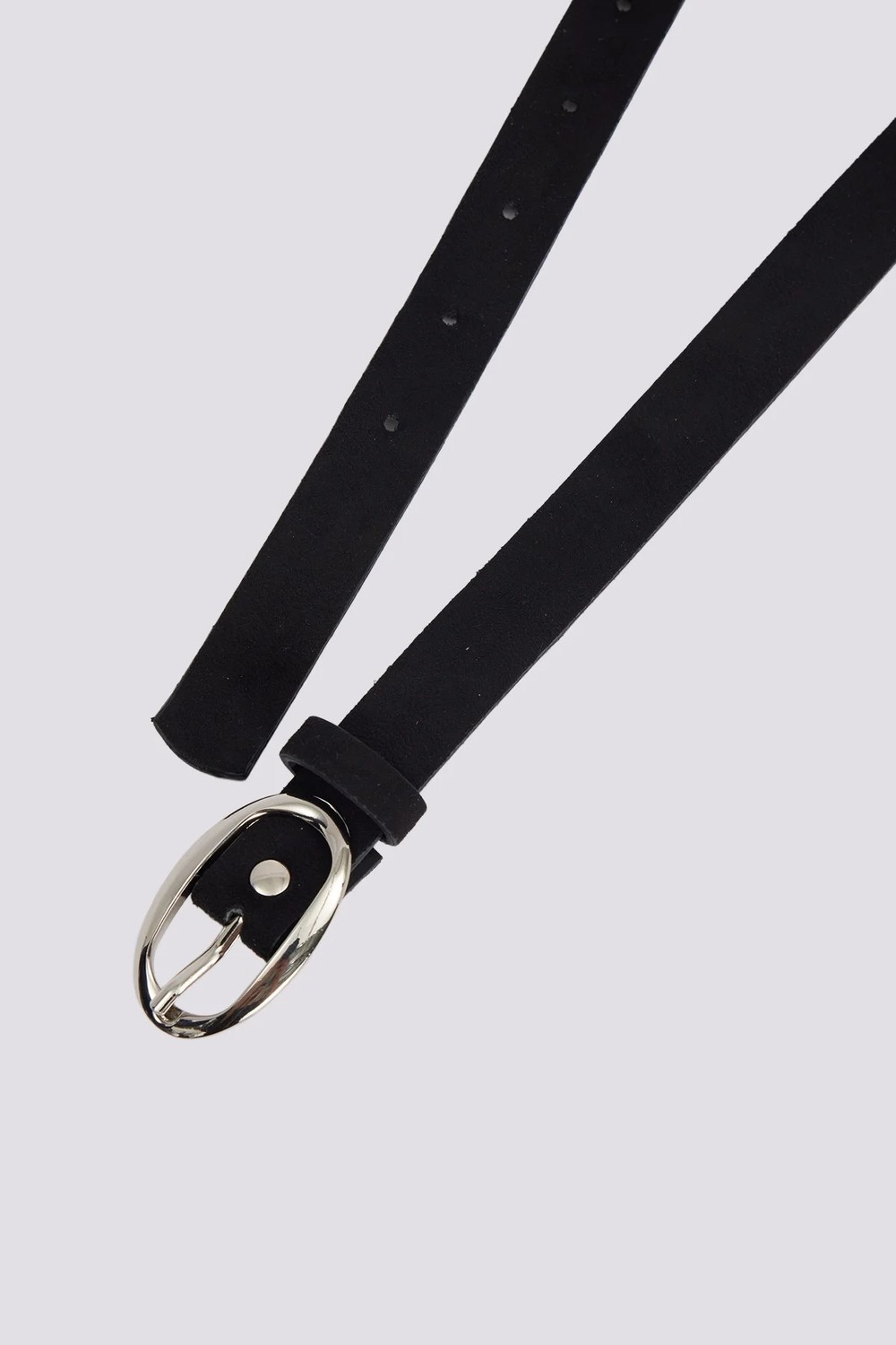 Tudors Kadın Oval Gümüş Tokalı 110 cm Standart Siyah Kadın Kemer görsel 2