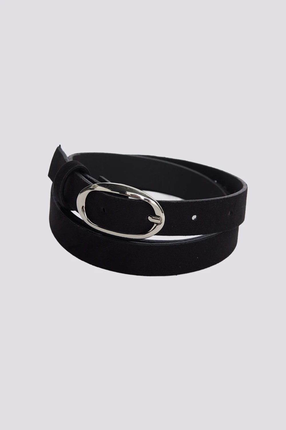 Tudors Kadın Oval Gümüş Tokalı 110 cm Standart Siyah Kadın Kemer görsel 3