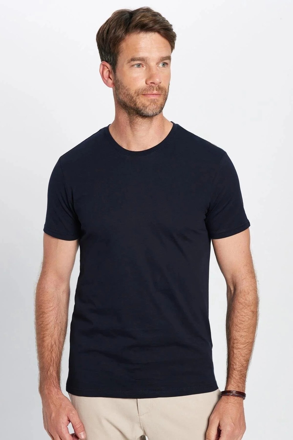 Tudors Unisex 5'li Pkt Siyah-Beyaz-Lacivert-Vizon-Mavi Slim Fit Dar Kesim %100 Pamuk Bisiklet Yaka Tişört görsel 4