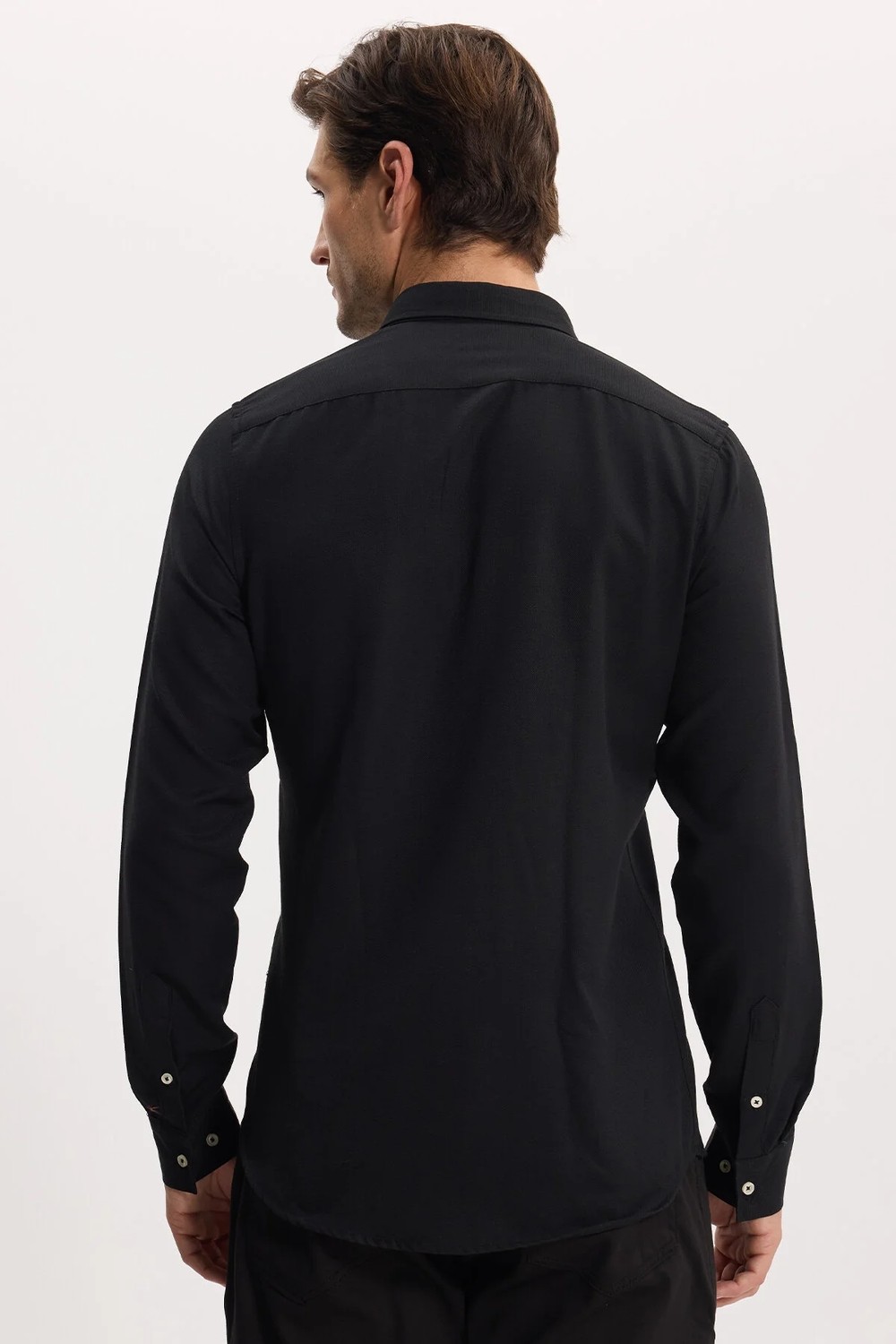 Tudors Erkek Slim Fit Dar Kesim Düz Oxford Armalı Düğmeli Yaka Kahverengi Spor Gömlek görsel 7