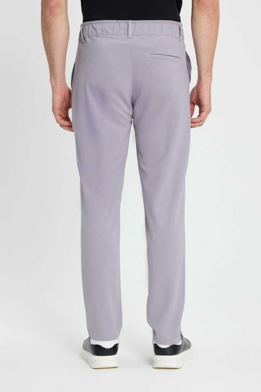 Tudors Erkek Slim Fit Dar Kesim Beli Lastikli Bağcık Detaylı Siyah Pantolon görsel 8