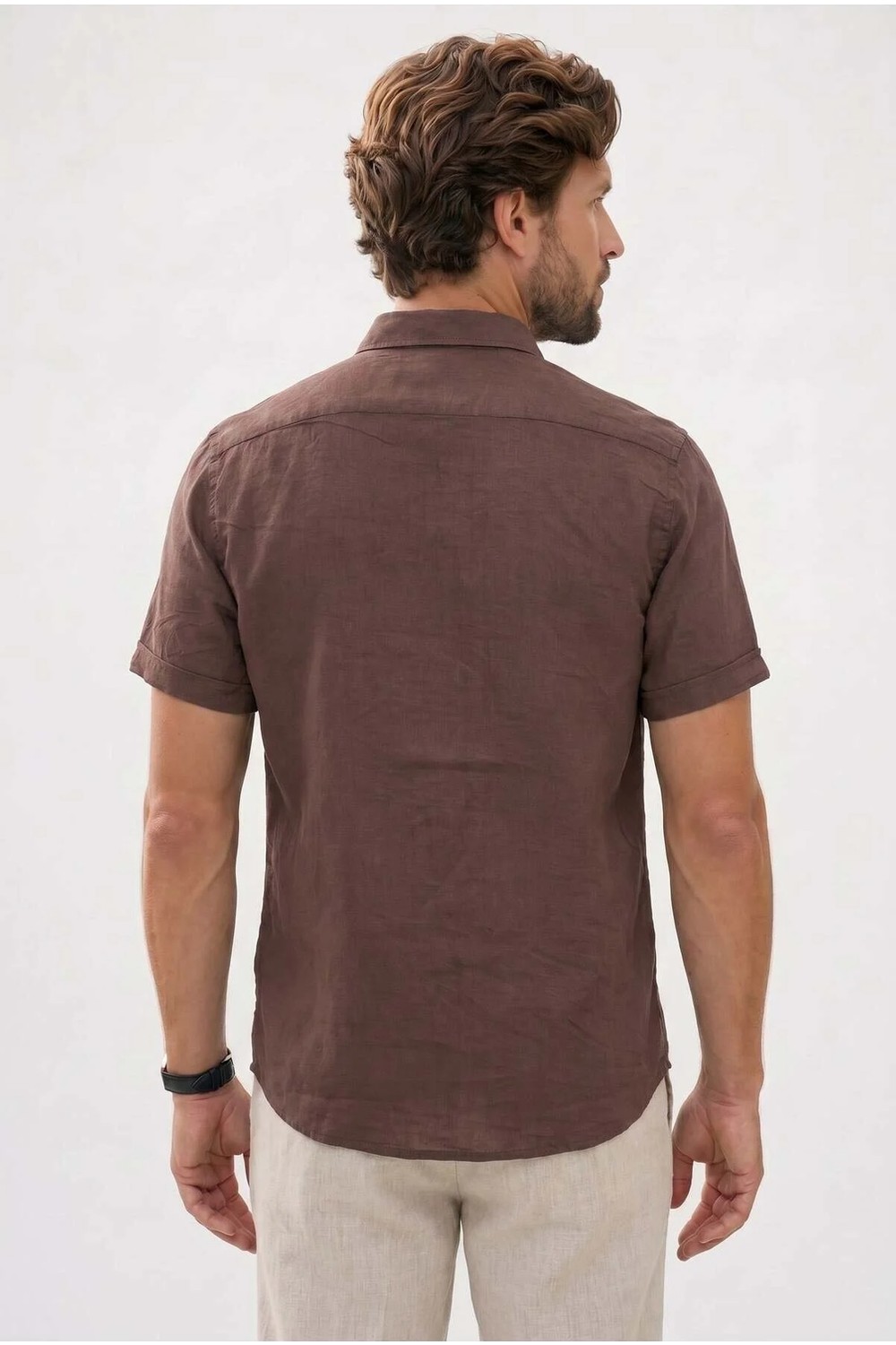 Tudors Erkek Regular Fit Klasik Kesim Oversize %100 Pamuk Keten Doku Cepli Beyaz Gömlek görsel 7