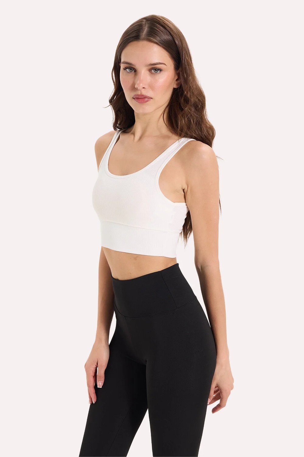 Tudors Kadın Slim Fit Dar Kesim Askılı Kare Yaka Lacivert Crop görsel 4