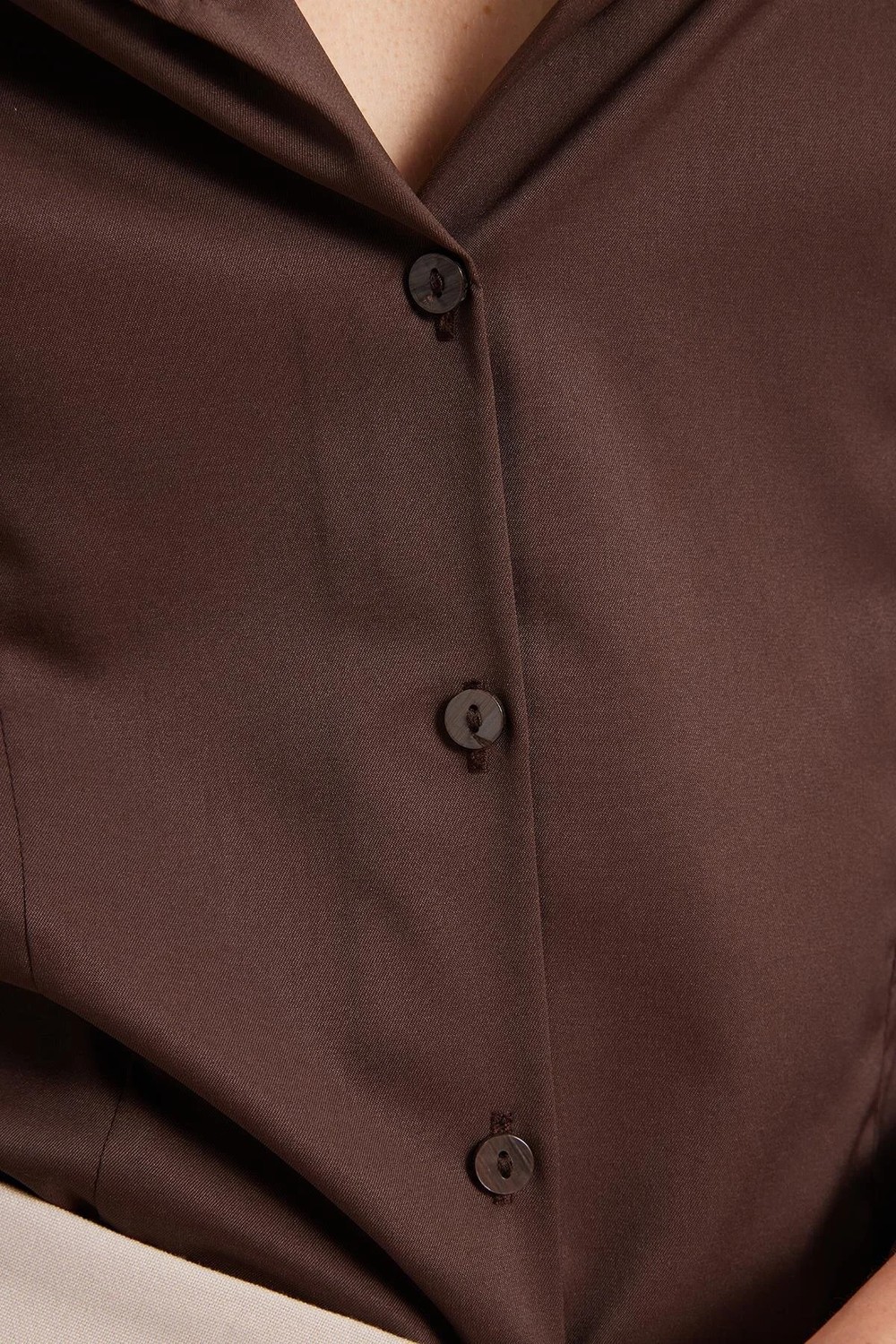 Tudors Kadın Slim Fit Dar Kesim Klasik Yaka Uzun Kollu Kahverengi Gömlek görsel 4