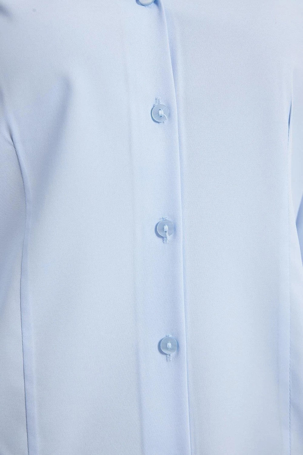 Tudors Kadın Slim Fit Dar Kesim Klasik Yaka Uzun Kollu Mavi Gömlek görsel 5