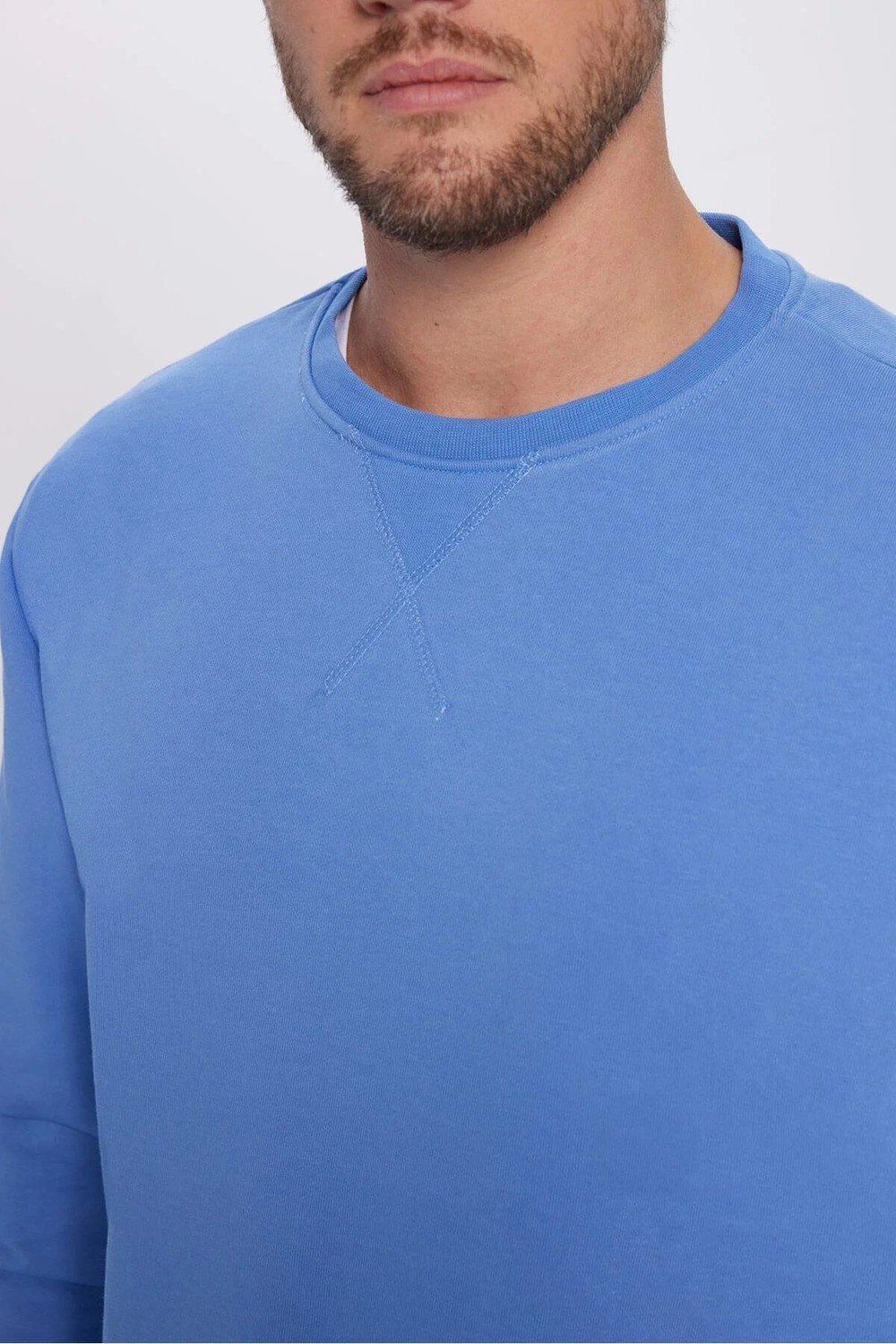 Tudors Unisex Oversize Geniş Kesim Pamuklu Basic Yeşil Bisiklet Yaka Sweatshirt görsel 4