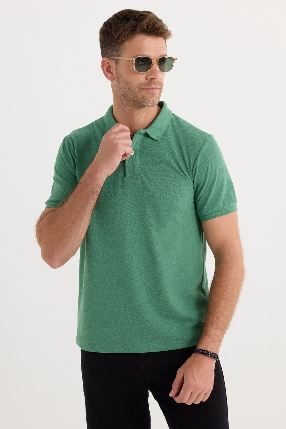 Tudors Erkek Slim Fit Dar Kesim Pamuklu Yumuşak Dokulu Serin Tutan Kumaş Düz Pike Mürdüm Polo Yaka Tişört