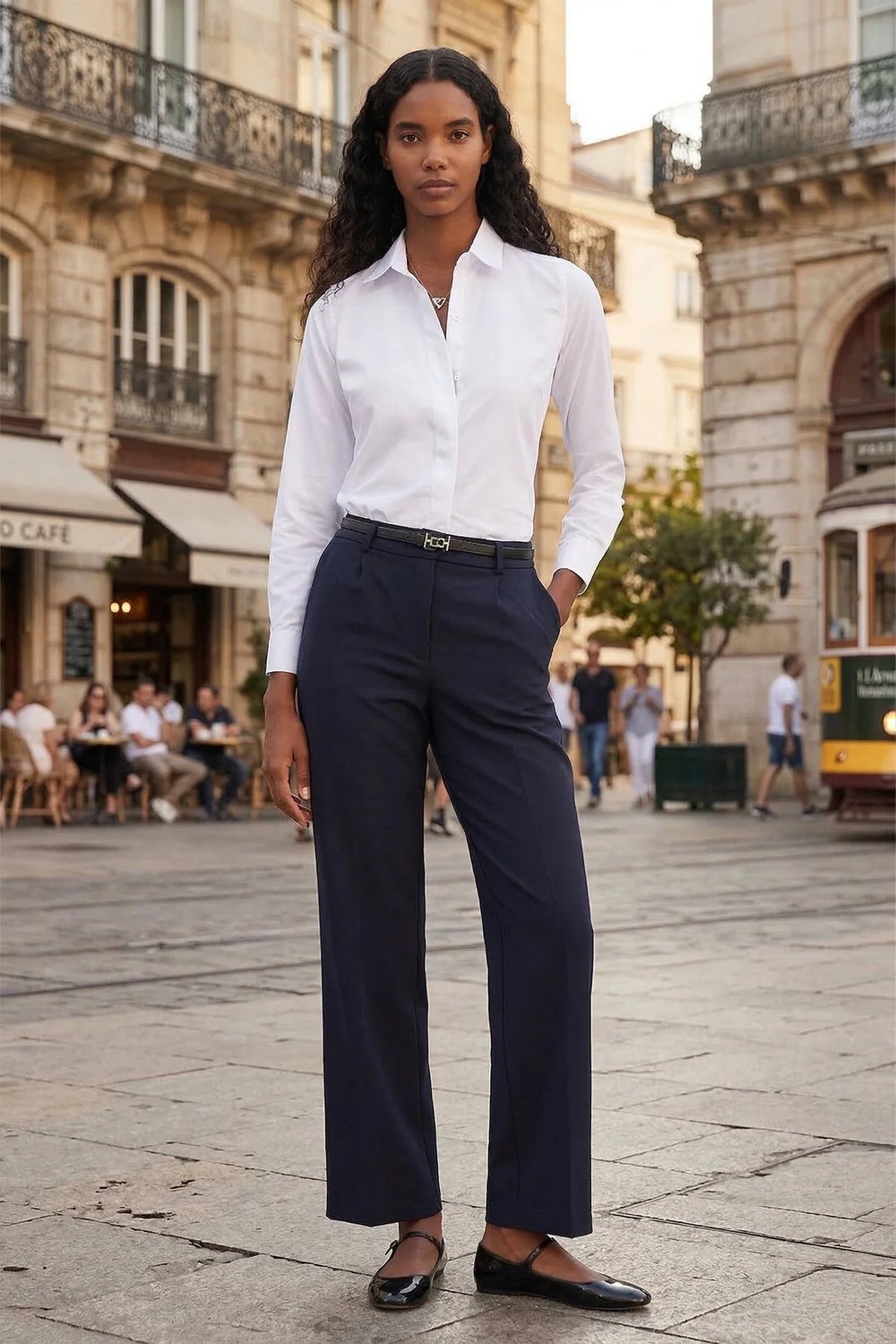 Tudors Kadın Slim Fit Dar Kesim Vücuda Oturan Uzun Kollu Gizli Düğme Detaylı Beyaz Basic Gömlek görsel 3