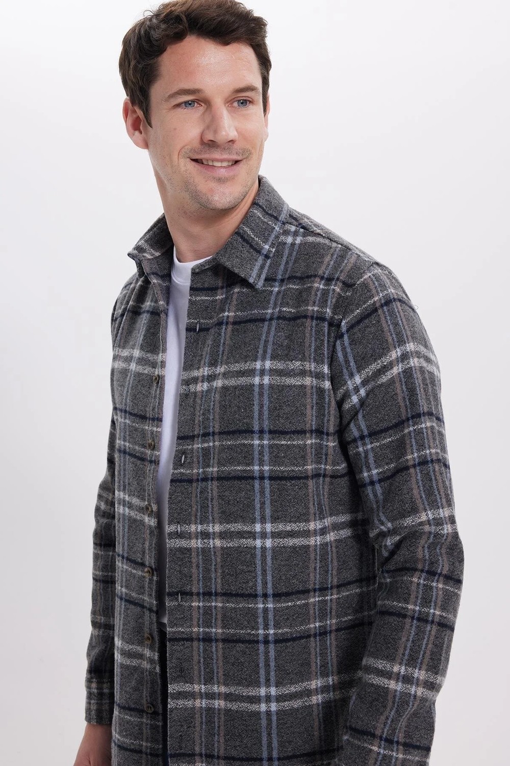 Tudors Erkek Slim Fit Dar Kesim Kareli Kışlık Oduncu Gömlek