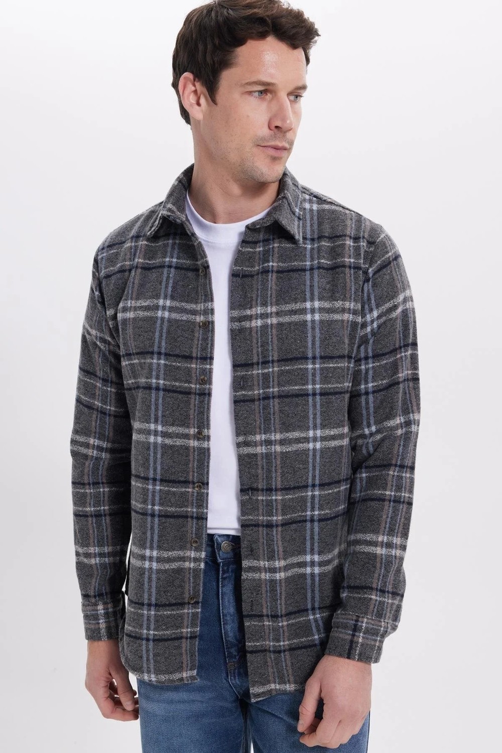 Tudors Erkek Slim Fit Dar Kesim Kareli Kışlık Oduncu Gömlek görsel 2