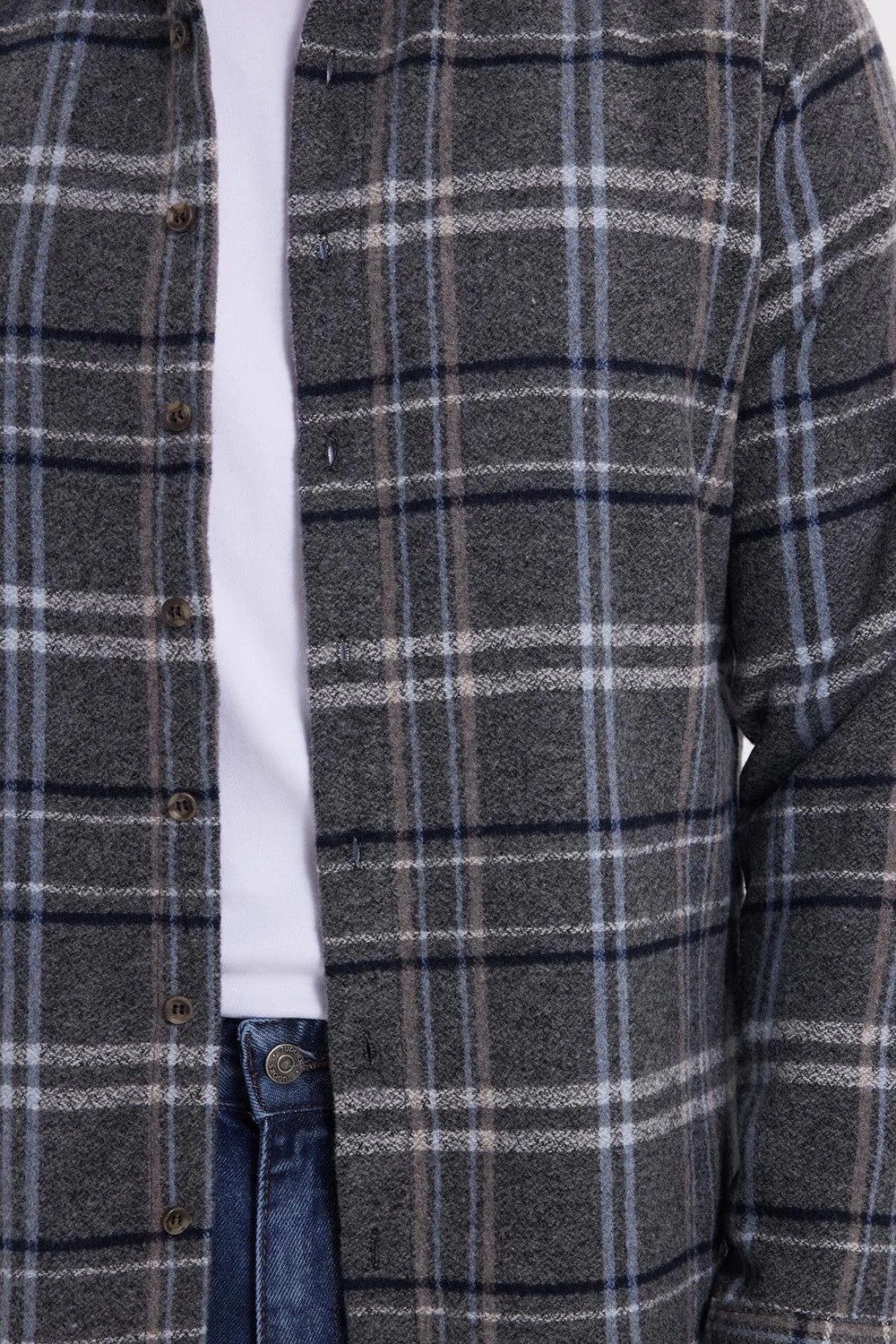 Tudors Erkek Slim Fit Dar Kesim Kareli Kışlık Oduncu Gömlek görsel 4