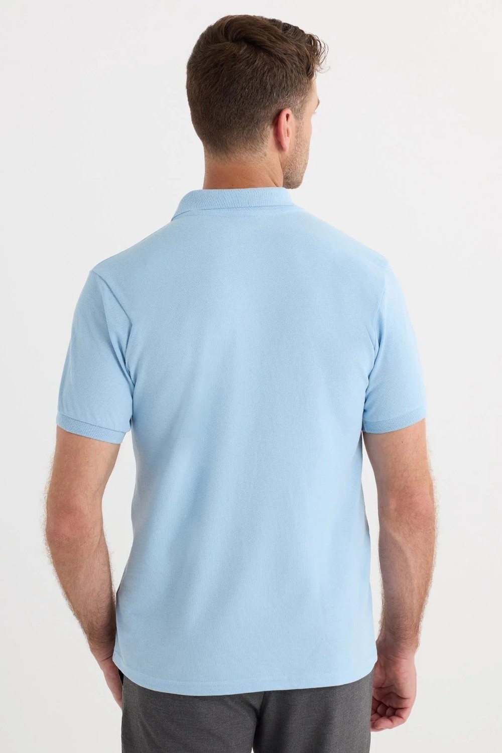 Tudors Erkek Slim Fit Dar Kesim Pamuklu Yumuşak Doku Nefes Alan Kumaş Kıvrılmaz Yaka Siyah Polo Yaka Tişört görsel 8