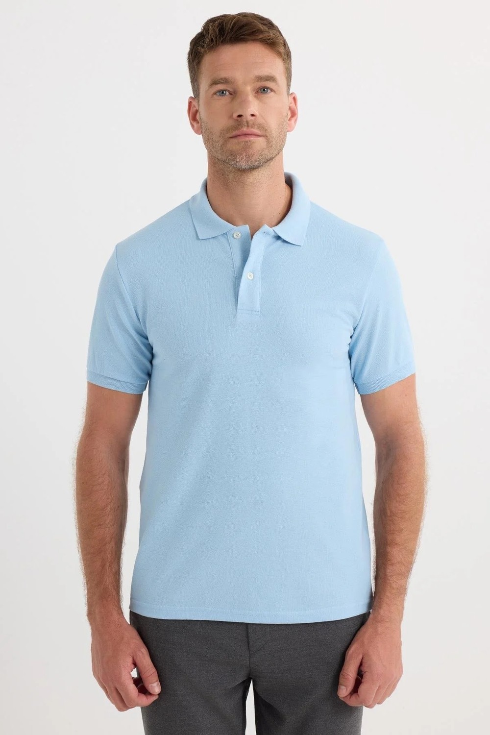 Tudors Erkek Slim Fit Dar Kesim Pamuklu Yumuşak Doku Nefes Alan Kumaş Kıvrılmaz Yaka Siyah Polo Yaka Tişört görsel 6