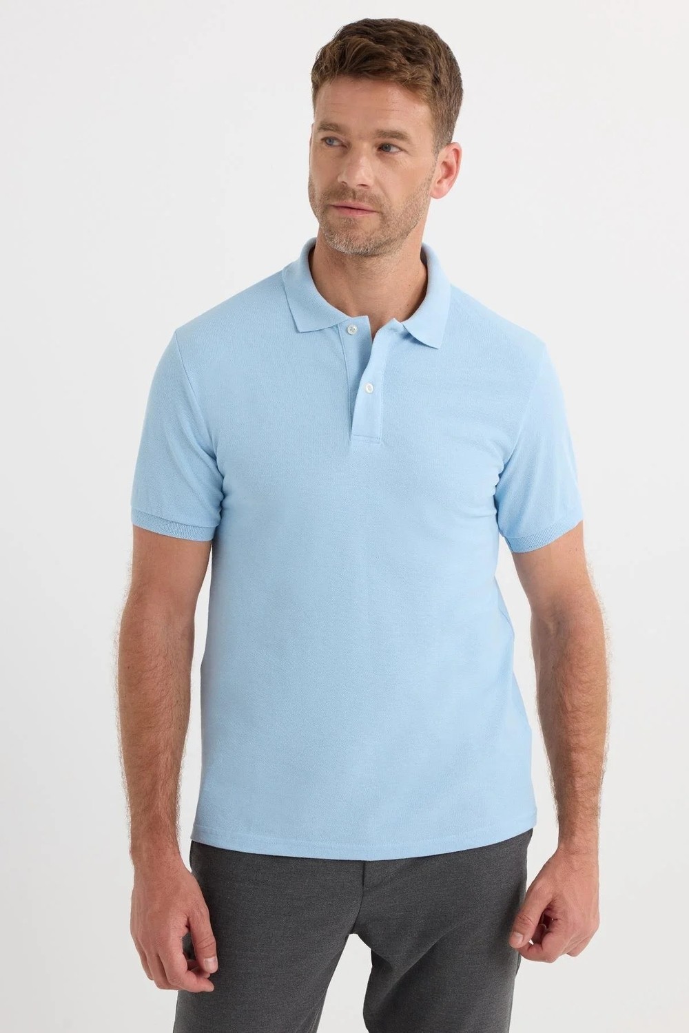 Tudors Erkek Slim Fit Dar Kesim Pamuklu Yumuşak Doku Nefes Alan Kumaş Kıvrılmaz Yaka Siyah Polo Yaka Tişört görsel 7