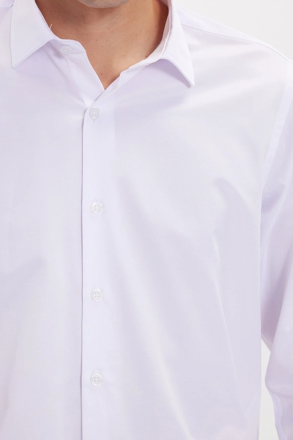 Tudors Slim Fit Uzun Kollu Kolay Ütü Teri Emen Nefes Alan Doku Kravatlık Dört Mevsim Taş Renk Erkek Gömlek görsel 5