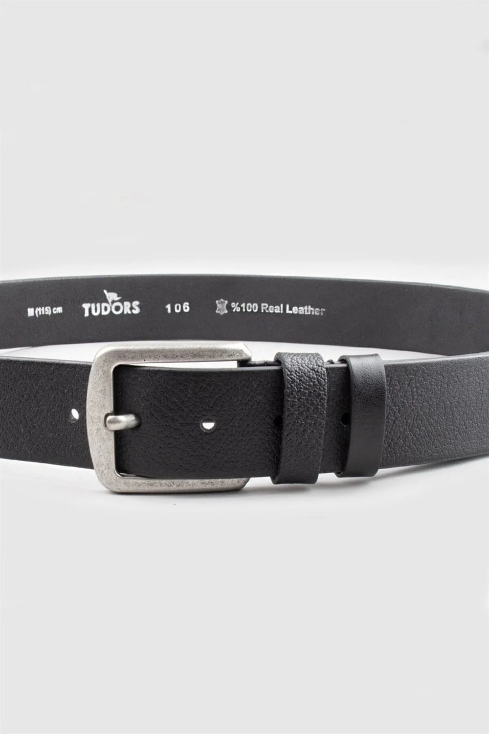 Tudors Erkek %100 Hakiki Deri 4 Cm Spor Siyah Kemer görsel 2