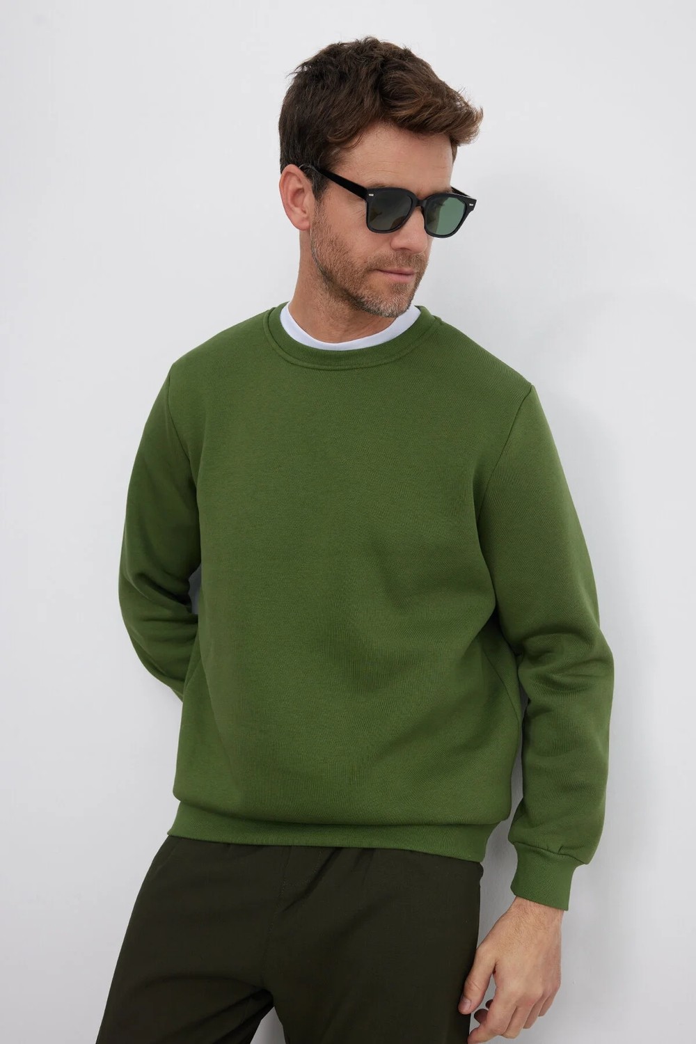 Tudors Unisex Relax Fit Rahat Kesim Pamuklu 3 İplik İçi Polarlı Basic Bordo Bisiklet Yaka Sweatshirt görsel 2