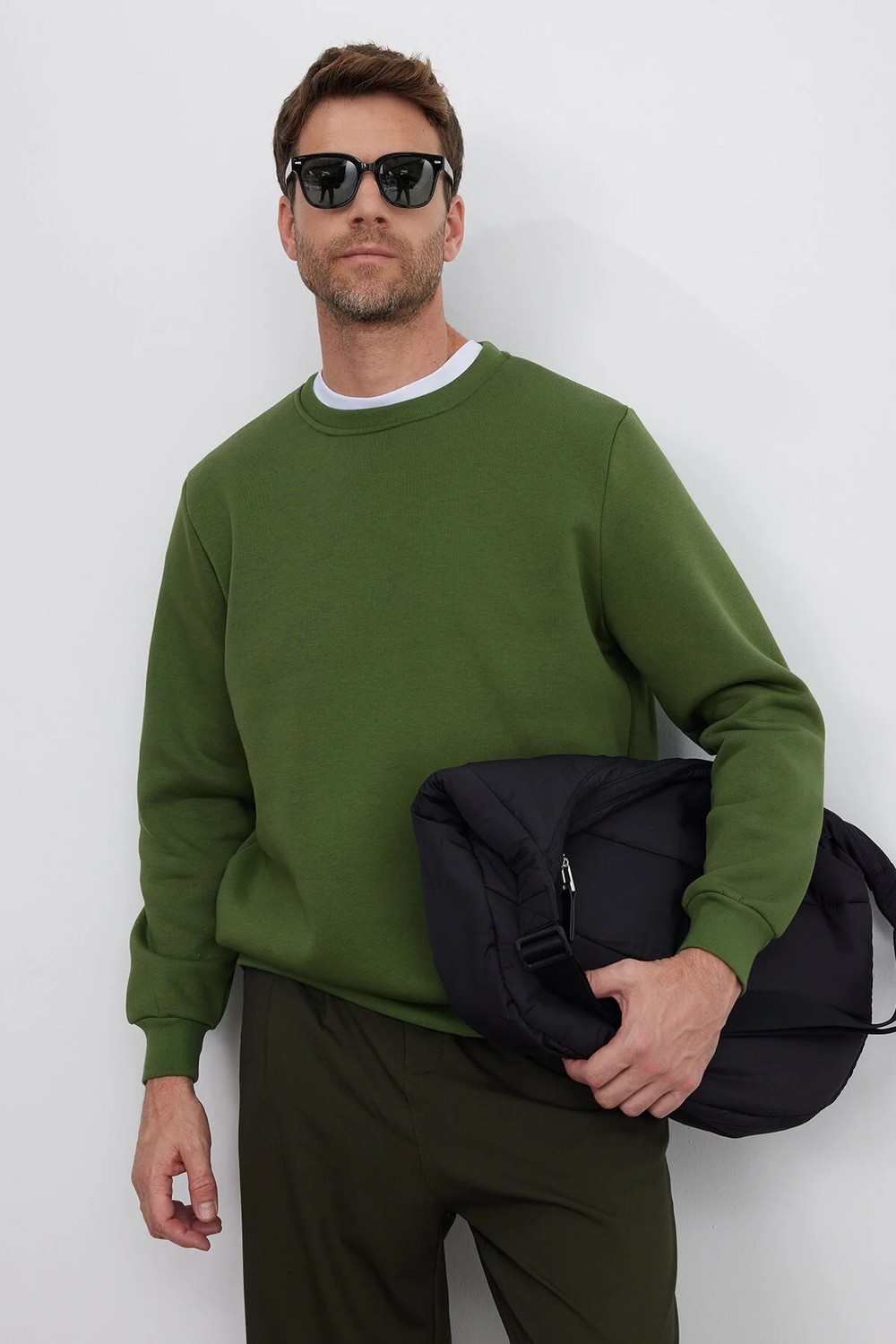Tudors Unisex Relax Fit Rahat Kesim Pamuklu 3 İplik İçi Polarlı Basic Bordo Bisiklet Yaka Sweatshirt görsel 5