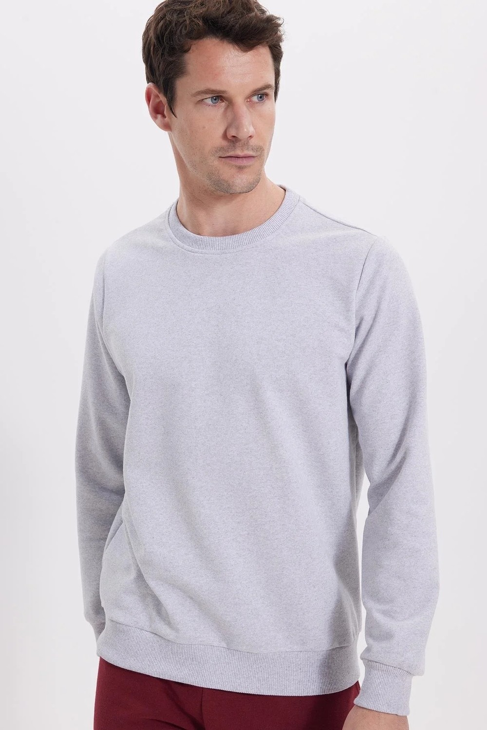 Tudors Erkek Relax Fit Rahat Kesim %100 Pamuk 2 İplik Bisiklet Yaka Siyah Sweatshirt