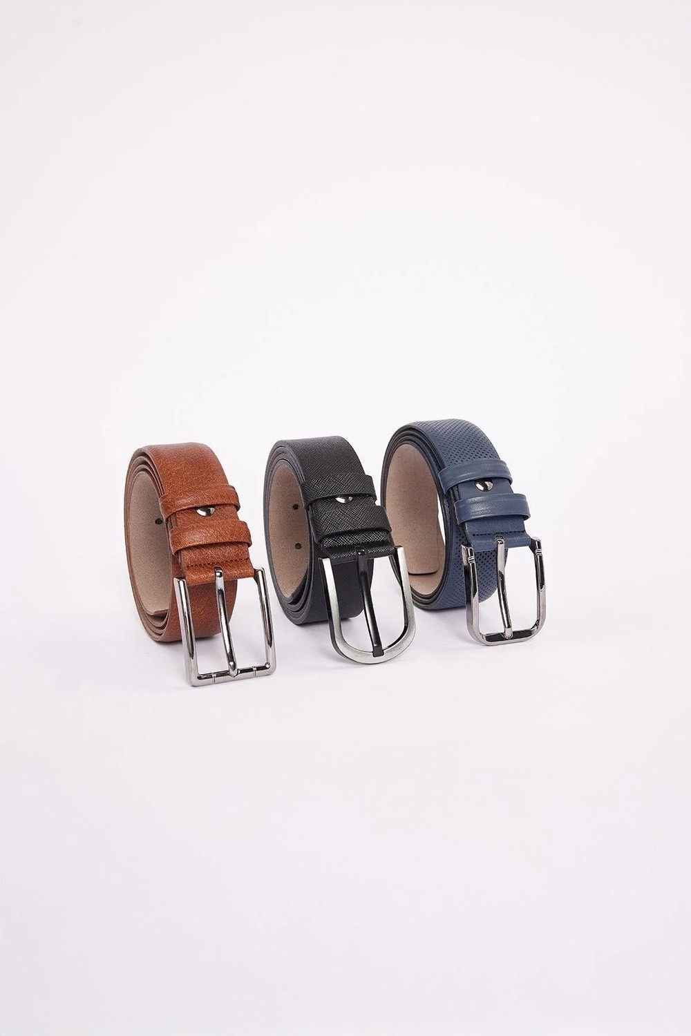 Tudors Erkek 3'lü Set 4 Cm Spor Siyah-Kahverengi-Lacivert Kemer görsel 2