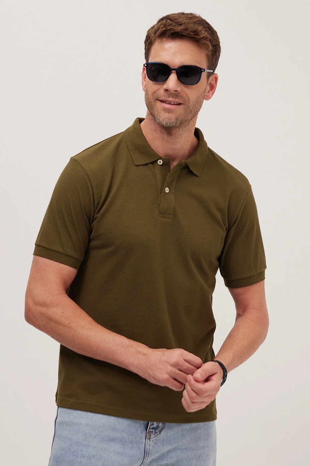 Tudors Erkek Slim Fit Dar Kesim Pamuklu Yumuşak Doku Nefes Alan Kumaş Kıvrılmaz Yaka Bordo Polo Yaka Tişört görsel 2