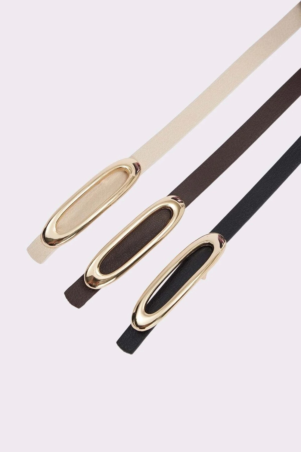 Tudors Kadın Gold Tokalı 110 cm 3'lü Set Siyah-Bej-Kahverengi Kemer görsel 2