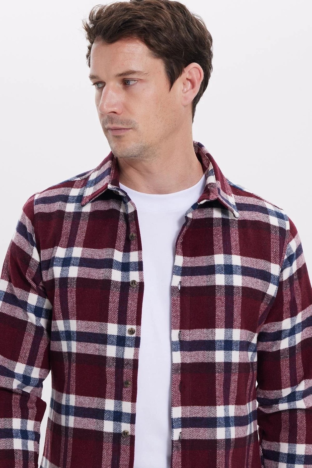Tudors Erkek Slim Fit Dar Kesim Kareli Kışlık Oduncu Gömlek