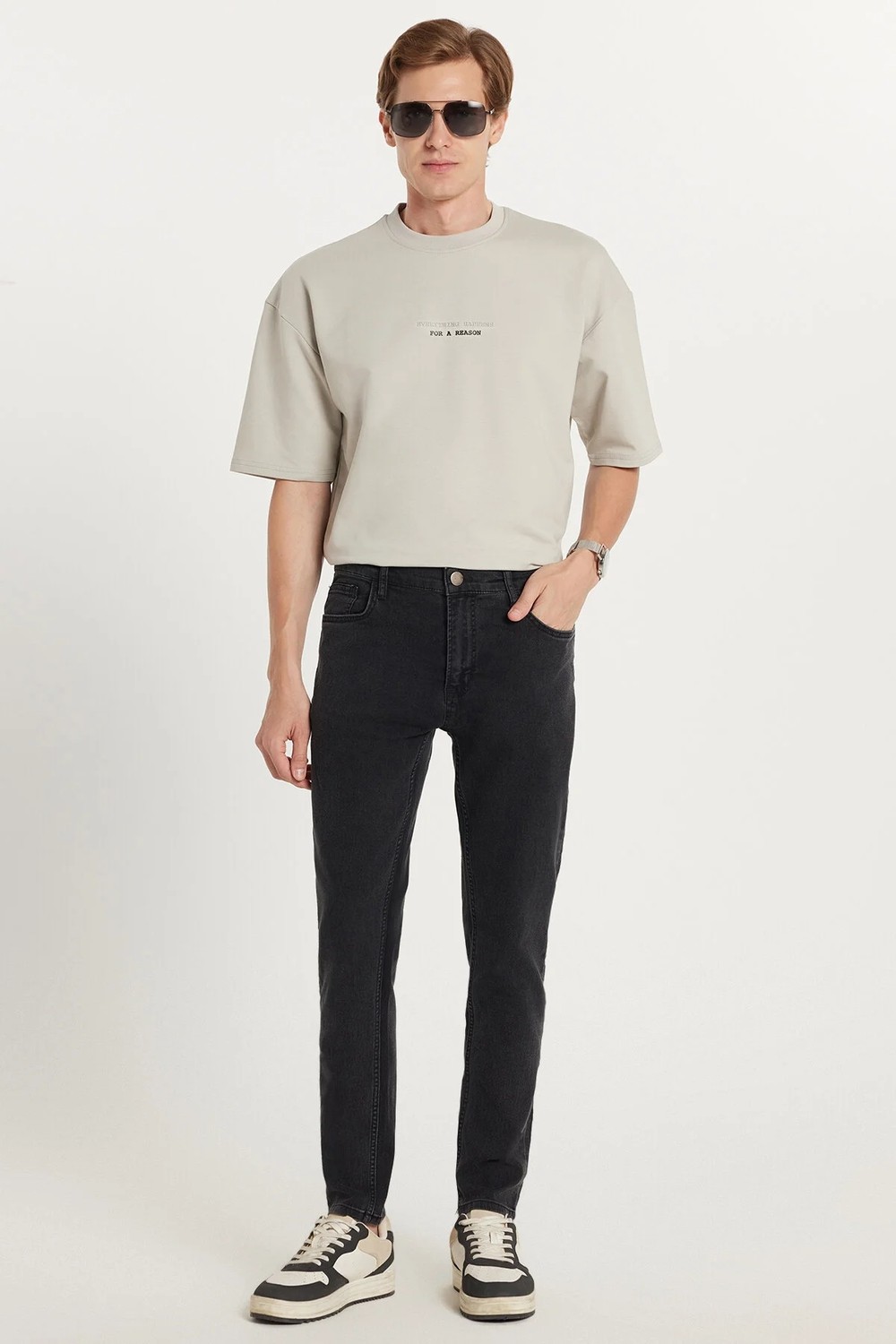 Tudors Erkek Regular Fit Yıkamalı Taşlamalı Esnek Kot Düz Paça Tapered Siyah Jean Pantolon görsel 2