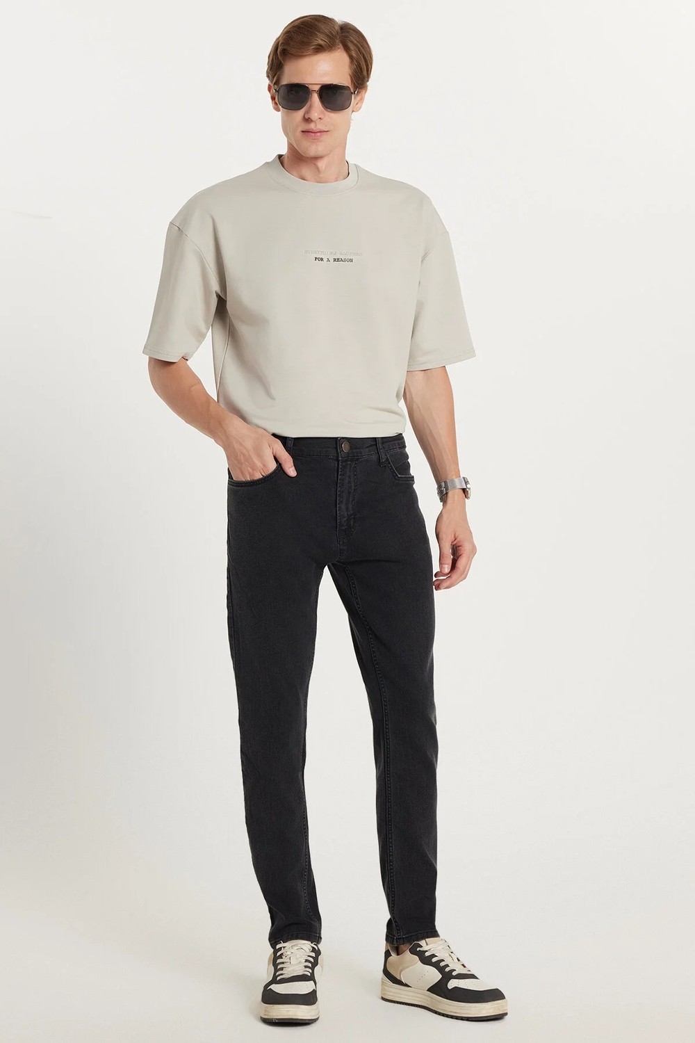 Tudors Erkek Regular Fit Yıkamalı Taşlamalı Esnek Kot Düz Paça Tapered Siyah Jean Pantolon görsel 4