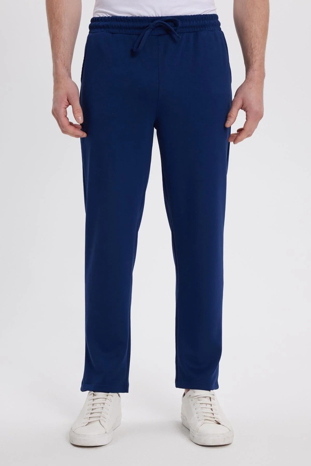 Tudors Erkek Slim Fit Dar Kesim Beli Bağcıklı 3 Cepli Geniş Paça Koyu Vizon Eşofman Altı