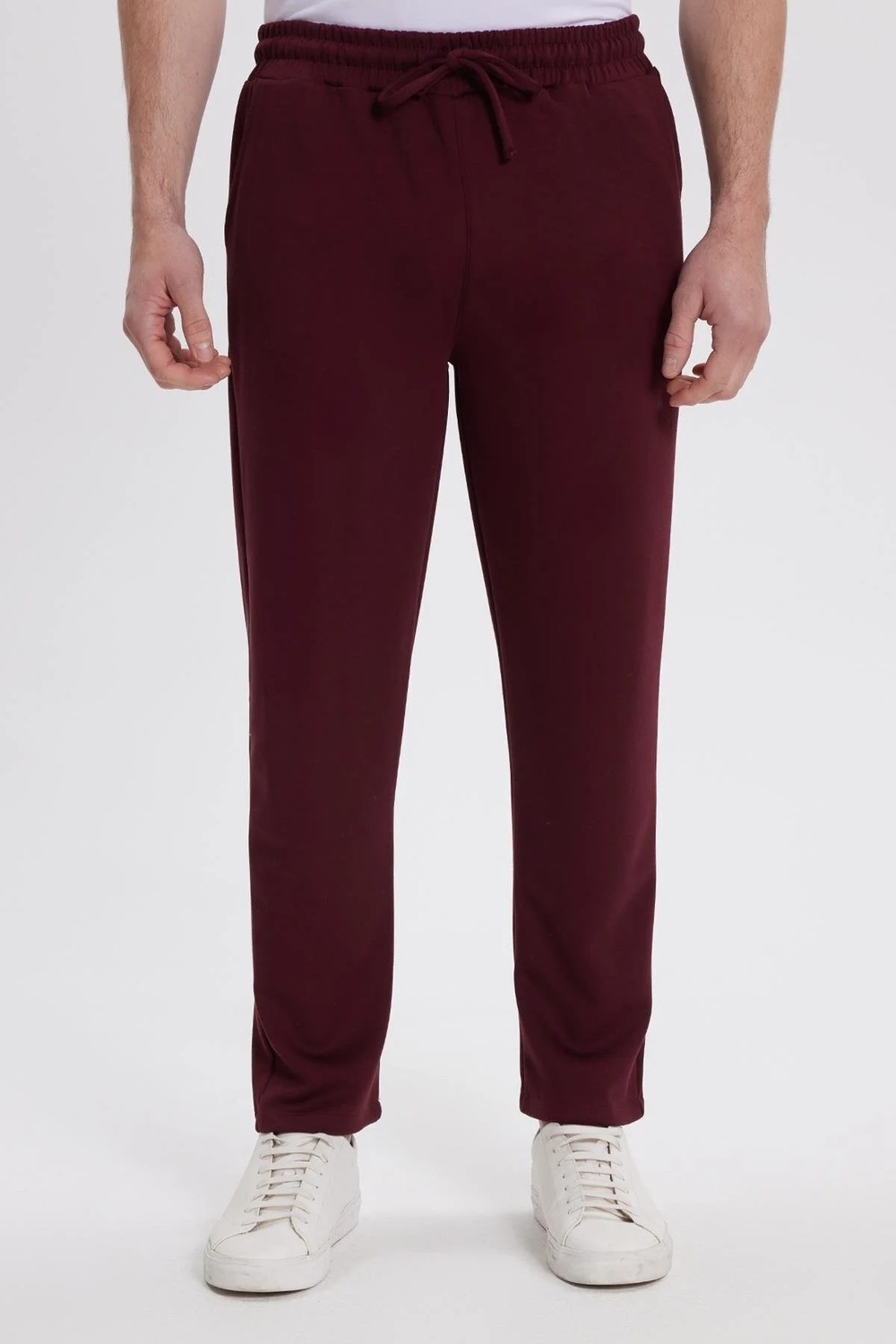 Tudors Erkek Slim Fit Dar Kesim Beli Bağcıklı 3 Cepli Geniş Paça Koyu Vizon Eşofman Altı görsel 8