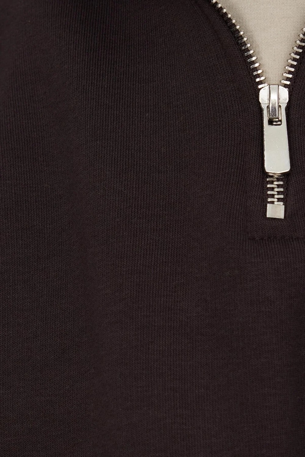 Tudors Unisex Relax Fit Rahat Kesim Pamuklu İçi Polarlı Yarım Fermuarlı Kahverengi Dik Yaka Sweatshirt görsel 6