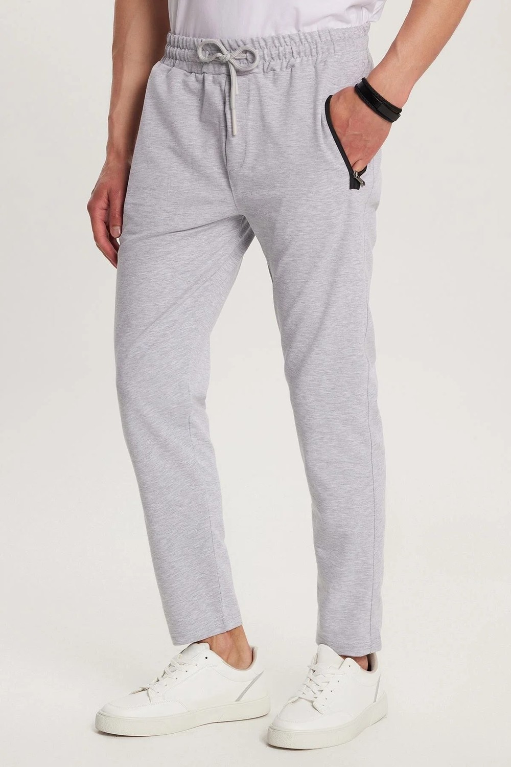 Tudors Unisex Standart Fit Pamuklu 2 İplik Fermuar Cepli Lastikli Bağlamalı Düz Paça Lacivert Eşofman Altı