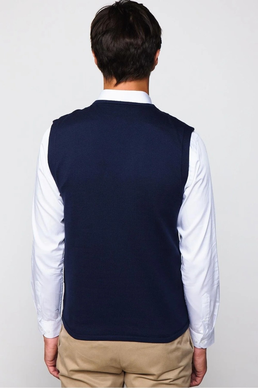 Tudors Slim Fit Kare Desenli Lacivert Erkek Yelek görsel 5