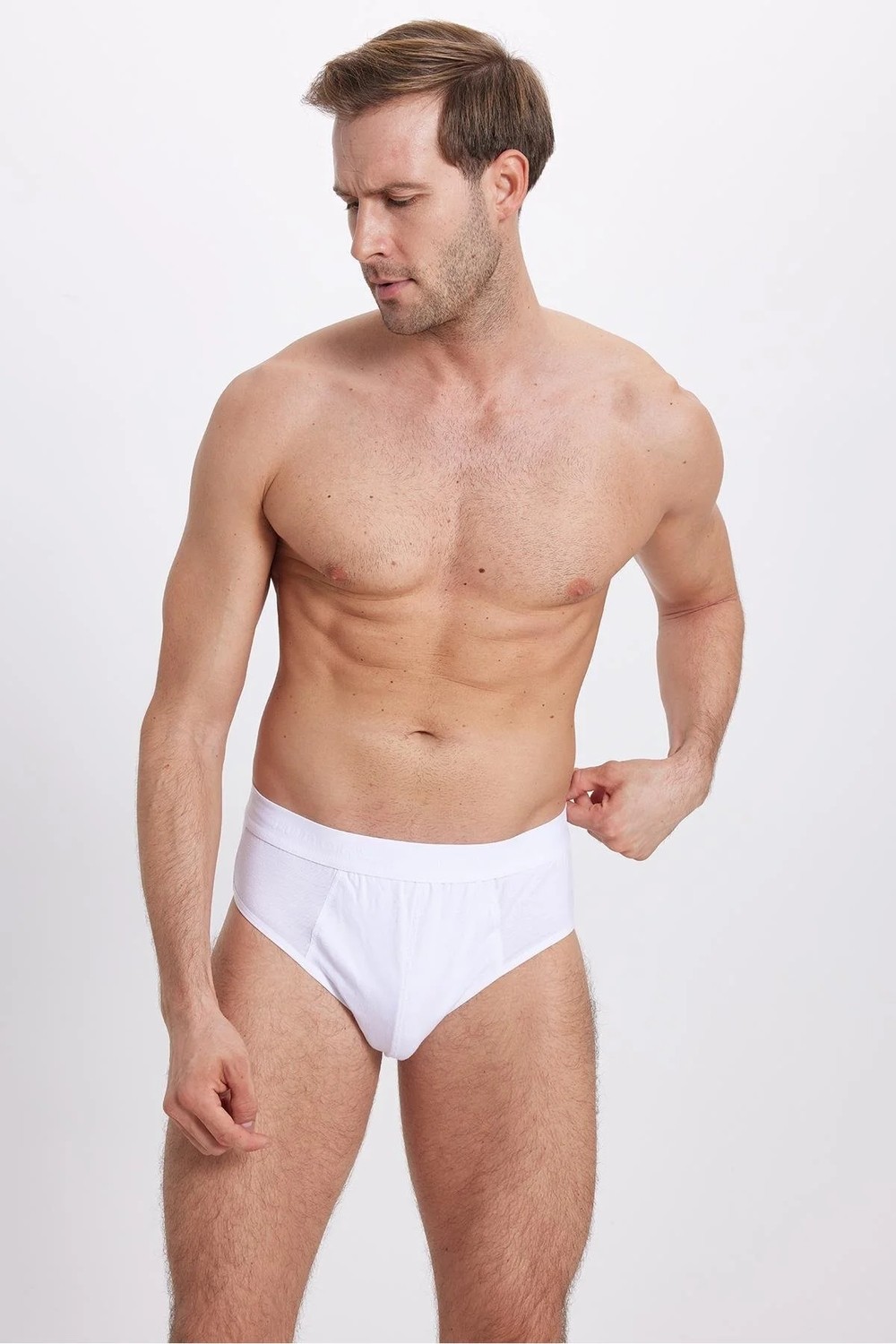 Tudors Erkek 2'li Paket Likralı Bambu Beyaz Slip Külot görsel 6