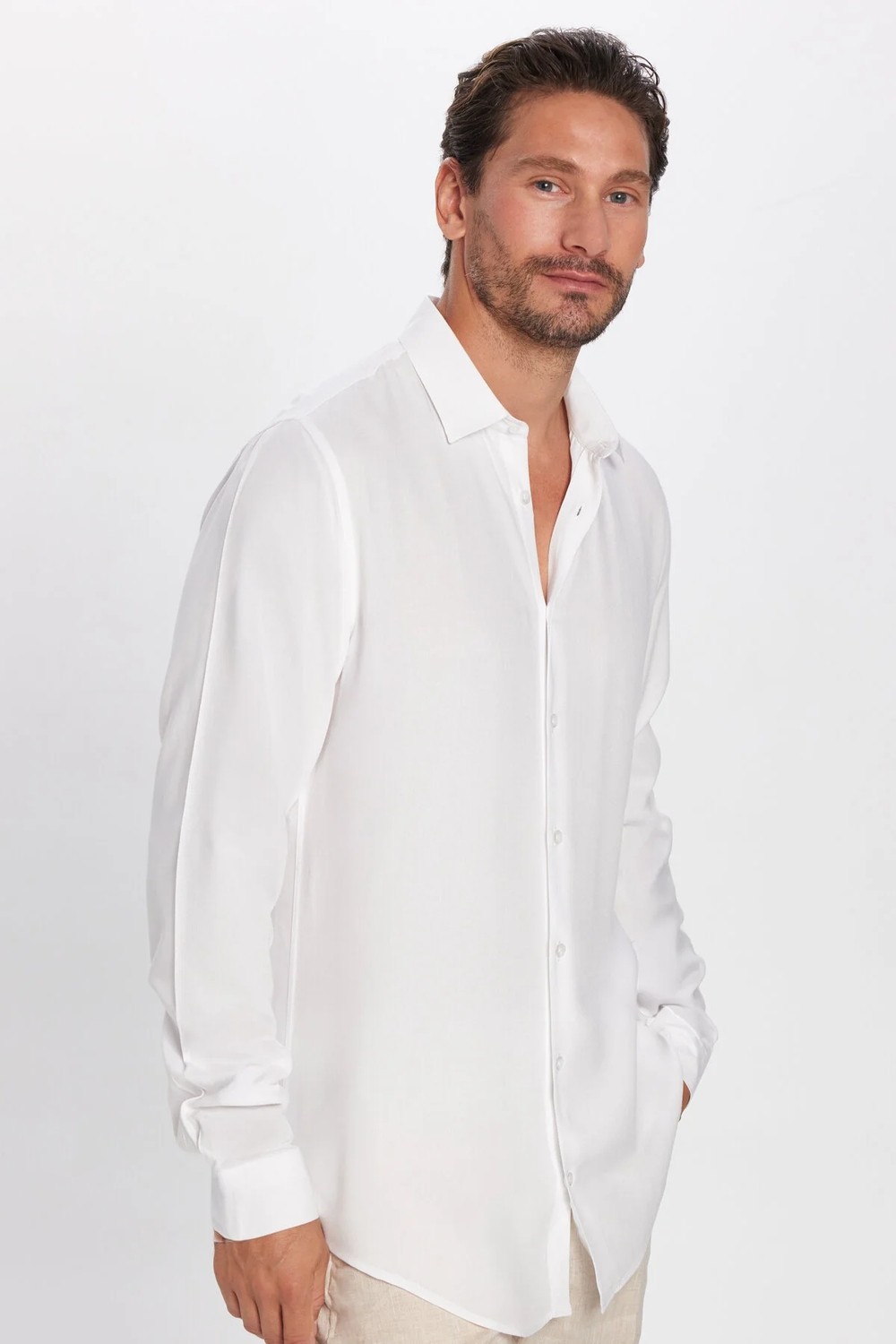 Tudors Slim Fit Uzun Kollu Dar Kesim Dökümlü Viskon Şık Erkek Siyah Gömlek